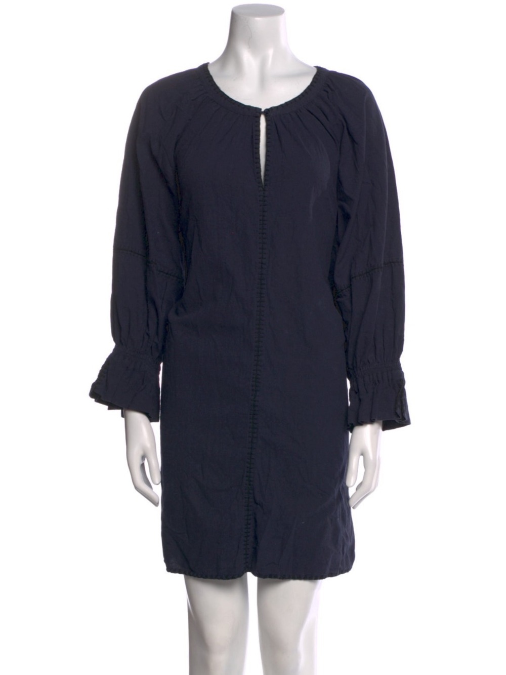 APiece Apart Navy Boho Notch Embroidered Dress